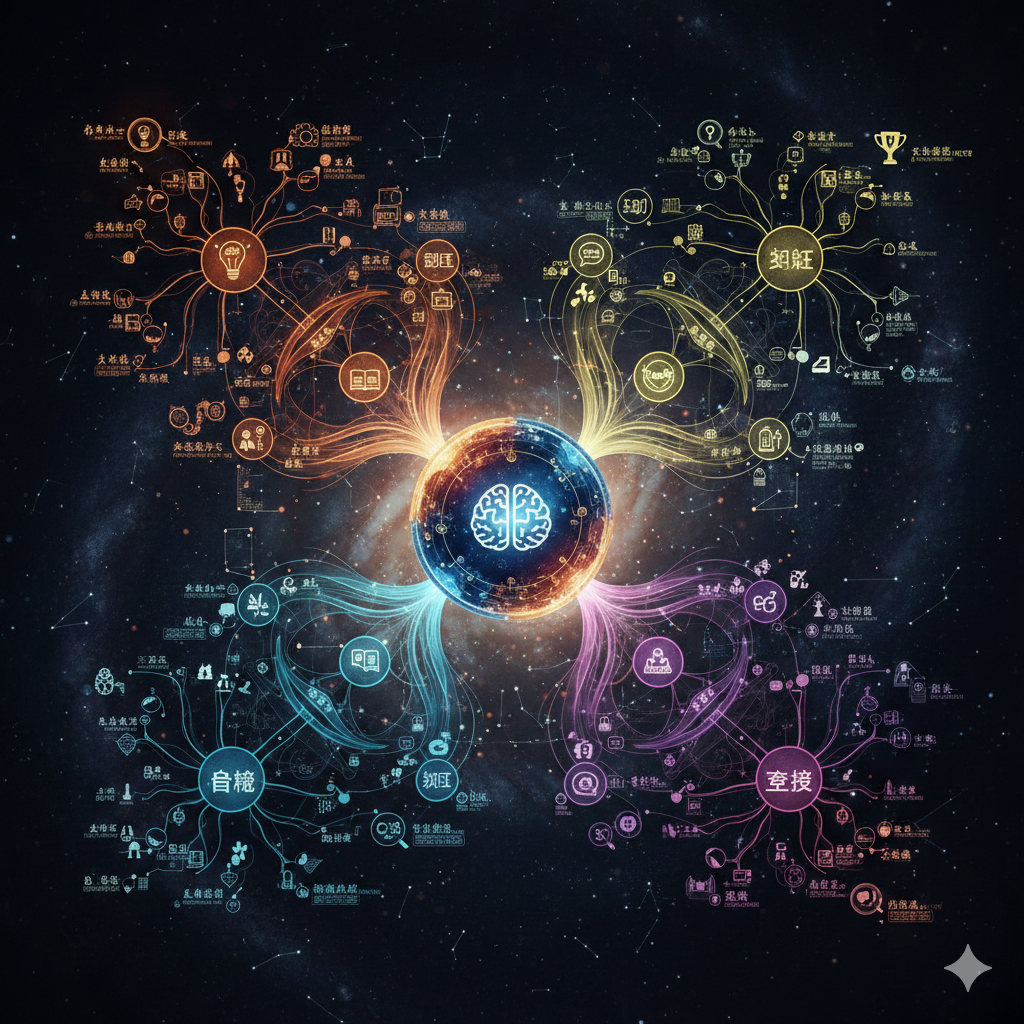 하나의 핵심 키워드에서 여러 가지 세부 블로그 주제로 뻗어 나가는 마인드맵